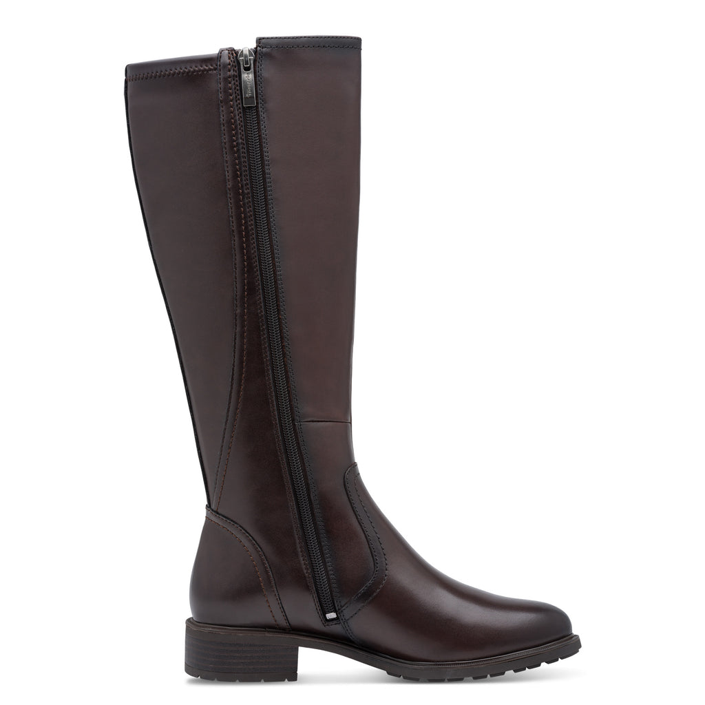 Tamaris 1-25534-47 342 Long Boot Flat - MAHOGANY