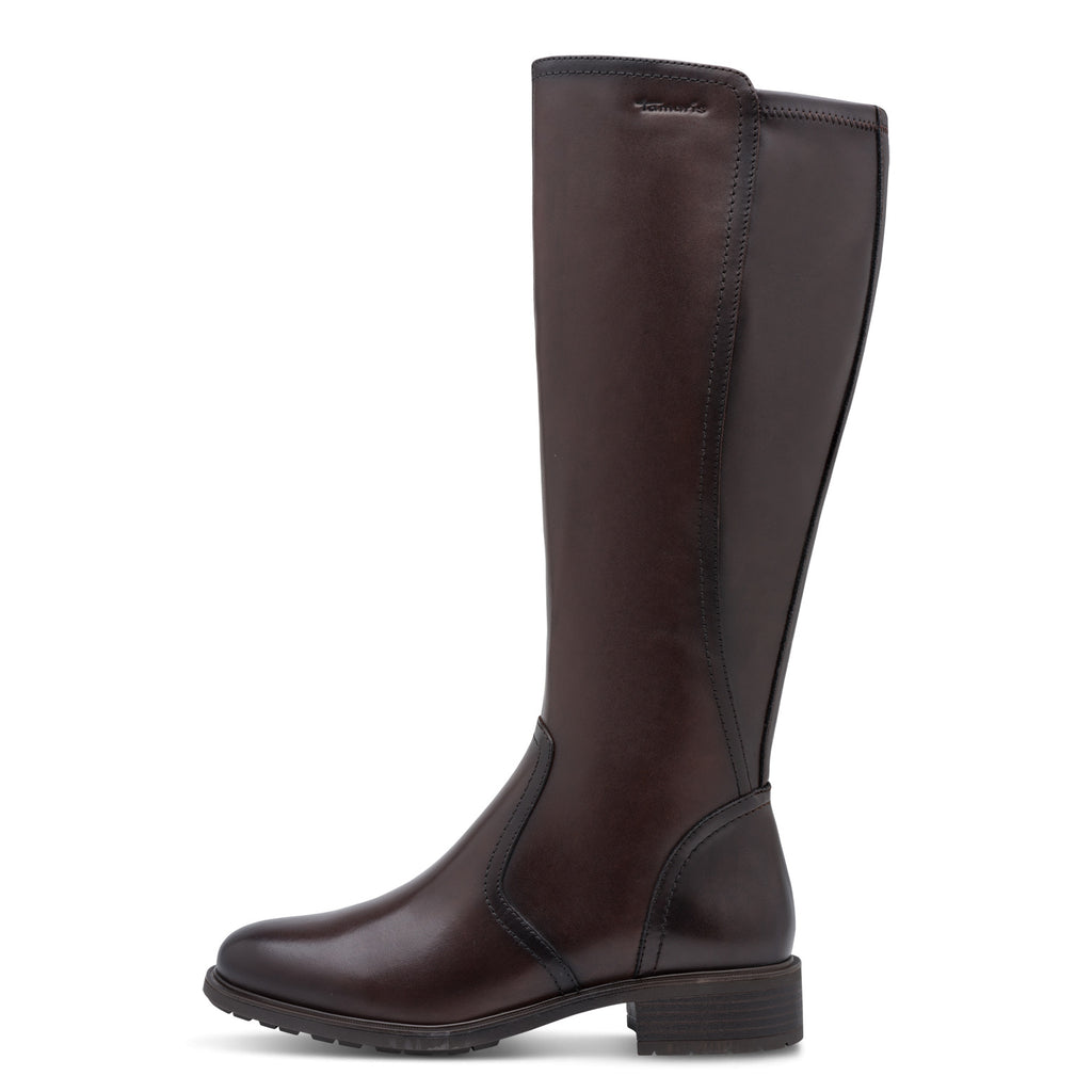 Tamaris 1-25534-47 342 Long Boot Flat - MAHOGANY