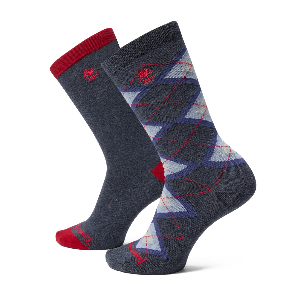 Timberland TB0A5TM64401 2 Pack Argyle and Solid Crew NAVY HEATHER